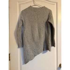 YAYA Sweater Women Medium Gray Asymmetrical Ribbed Wool Cashmere Blend Minimal